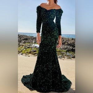 Green sequin mermaid dress, medium.